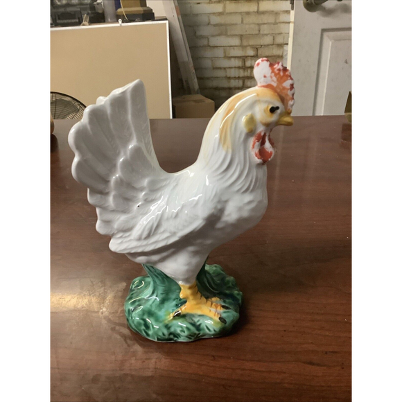 VTG MCM 6.25" T Ceramic Rooster Figurine - Lipper & Mann Importers - JAPAN - Picture 3 of 6